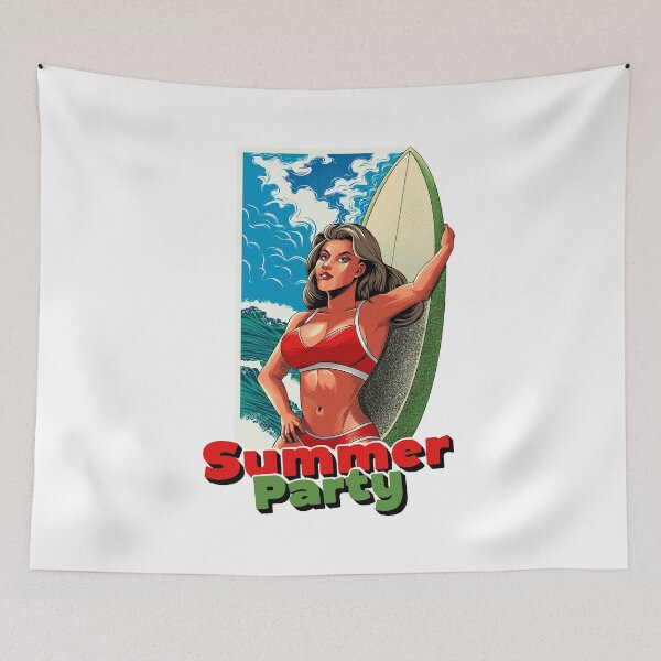 Item preview, Summer party holidays with surf in the beach designed and sold by neonabdrawn.