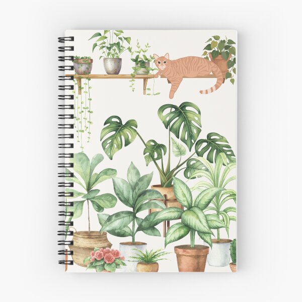 Item preview, Cozy Houseplant Cat Art | Ginger Tabby Botanical Illustration | Plant Lover Gift designed and sold by akneeland603.