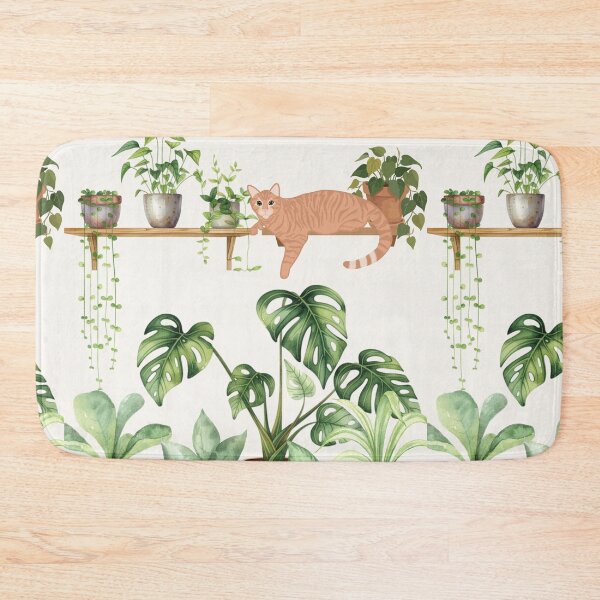 Item preview, Cozy Houseplant Cat Art | Ginger Tabby Botanical Illustration | Plant Lover Gift designed and sold by akneeland603.