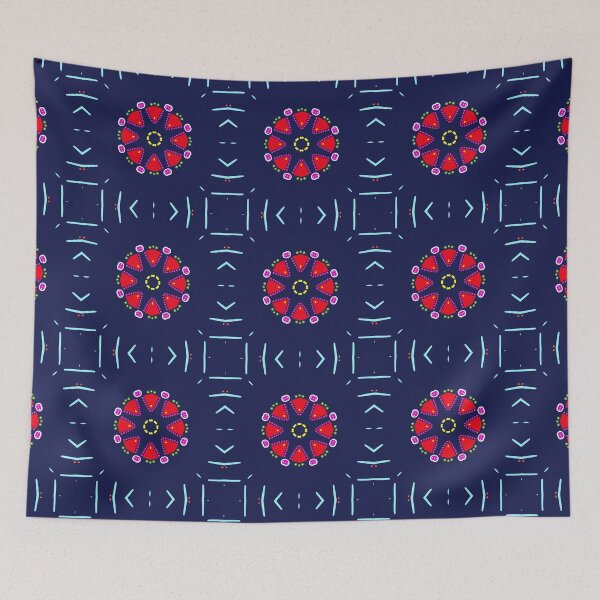 Item preview, Navy Symmetrical Kaleidoscope Geometric Starburst designed and sold by Tinsleybluebell.