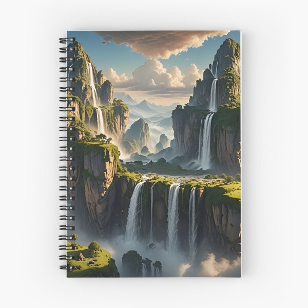 Item preview, ky Waterfall – Dramatic Floating Island Fantasy Art designed and sold by LittleBigGifts.