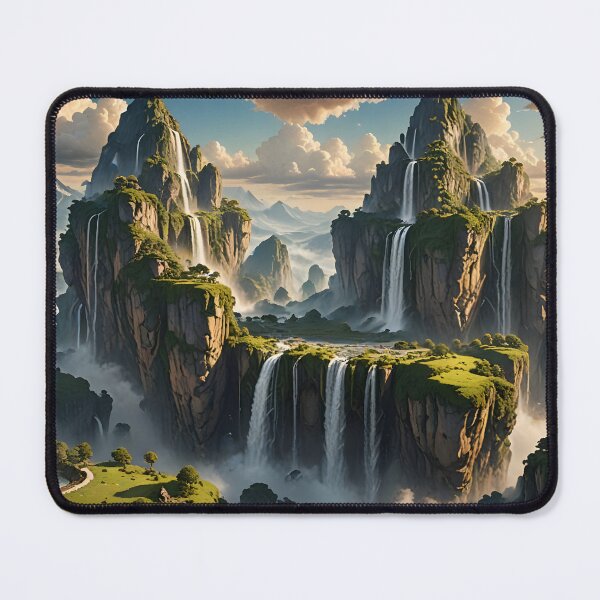 Item preview, ky Waterfall – Dramatic Floating Island Fantasy Art designed and sold by LittleBigGifts.