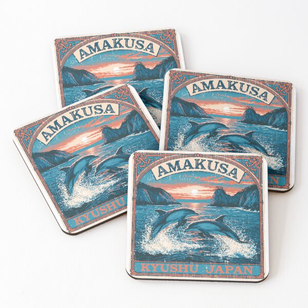 Item preview, Amakusa Wild Dolphins Vintage Japan Sunset Graphic designed and sold by KyushuSupply.
