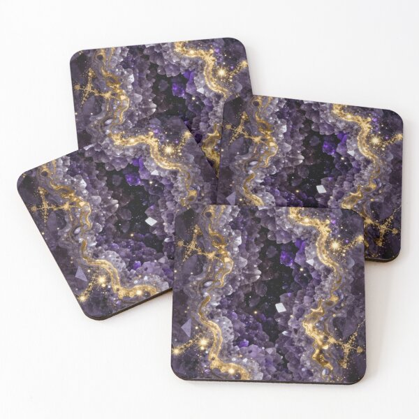 Item preview, Luxury Purple Amethyst Geode and Gold Seamless Pattern designed and sold by HuNDefii.