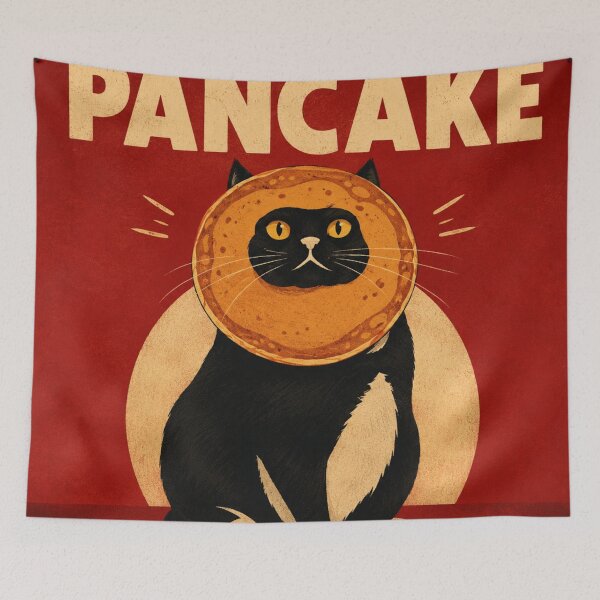 Item preview, Funny Pancake Cat Art | Cute Breakfast Cat Illustration | Kawaii Food Wall Decor designed and sold by AbstractAuraArt.