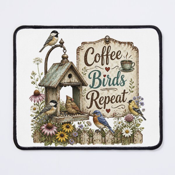 Item preview, Coffee, Birds, Repeat – Vintage Backyard Birding T-Shirt designed and sold by MJ-by-Dharan.