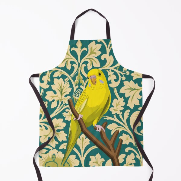 Item preview, Yellow Budgie on Vintage Floral Wallpaper designed and sold by minbadesign.