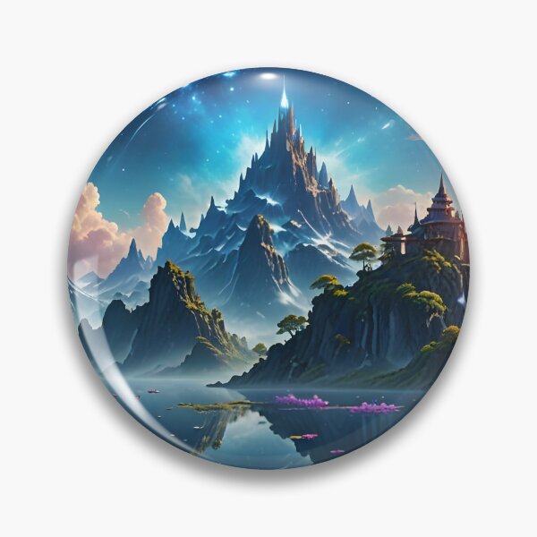 Item preview, Sapphire Clouds – Panoramic Floating Islands Fantasy Art designed and sold by LittleBigGifts.