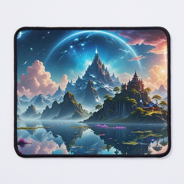Item preview, Sapphire Clouds – Panoramic Floating Islands Fantasy Art designed and sold by LittleBigGifts.