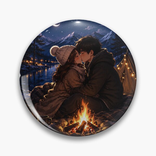 Item preview, Cute Winter Campfire Couple Kiss Sticker designed and sold by Kingofspace223.