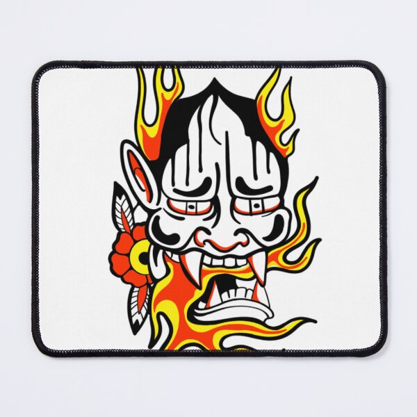 Item preview, Flaming Oni Mask Japanese Streetwear Art designed and sold by VENTAMIV.
