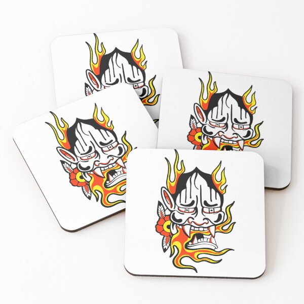 Item preview, Flaming Oni Mask Japanese Streetwear Art designed and sold by VENTAMIV.