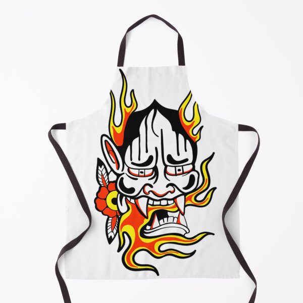 Item preview, Flaming Oni Mask Japanese Streetwear Art designed and sold by VENTAMIV.