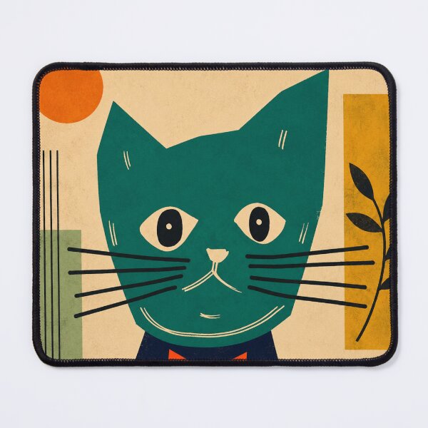 Item preview, Mid Century Modern Cat Art | Minimalist Cat Wall Decor | Retro Cat Illustration designed and sold by AbstractAuraArt.