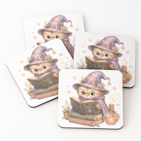 Item preview, Cute Wizard Owl Reading Spell Book | Kawaii Witch Owl Magic Potion Cottagecore Fantasy Illustration designed and sold by looplandger.