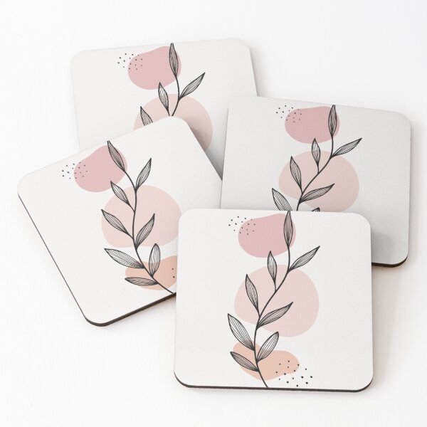 Item preview, Minimalist Boho Leaf Line Art Blush Pink designed and sold by NNCollection.