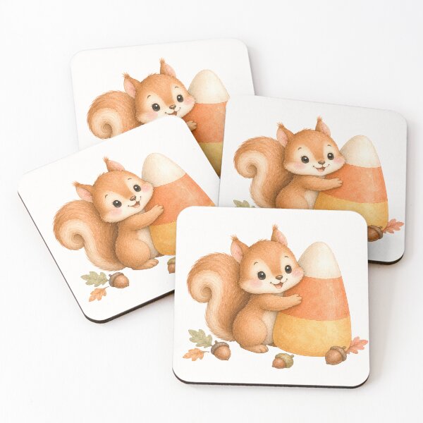 Item preview, Cute Squirrel Hugging Candy Corn | Kawaii Halloween Autumn Squirrel Watercolor Illustration designed and sold by looplandger.