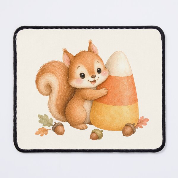 Item preview, Cute Squirrel Hugging Candy Corn | Kawaii Halloween Autumn Squirrel Watercolor Illustration designed and sold by looplandger.