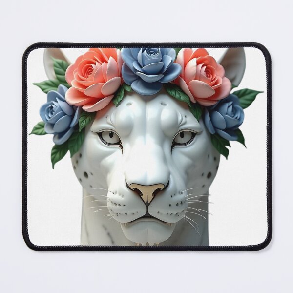 Item preview, White Lion with Blue and Pink Floral Crown designed and sold by Luna-Flow.