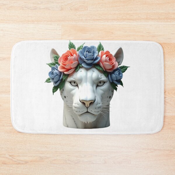 Item preview, White Lion with Blue and Pink Floral Crown designed and sold by Luna-Flow.
