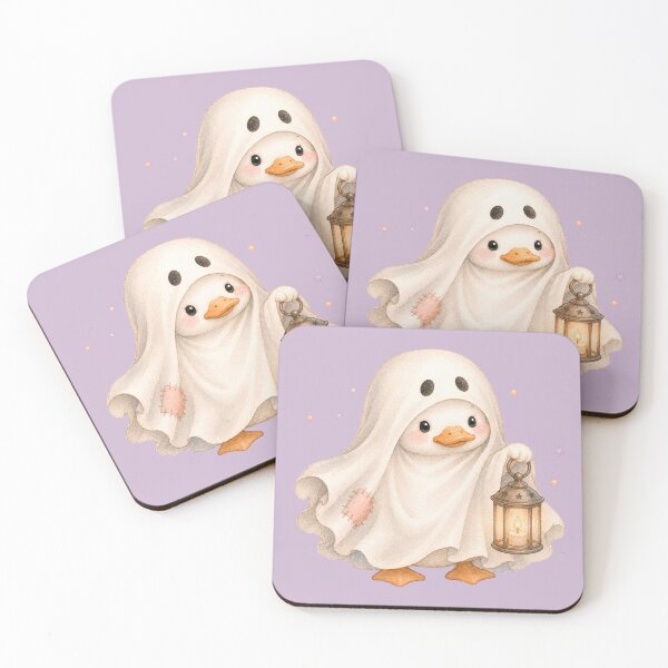 Item preview, Cute Ghost Duck with Lantern | Kawaii Halloween Duck Costume Spooky Watercolor Illustration designed and sold by looplandger.