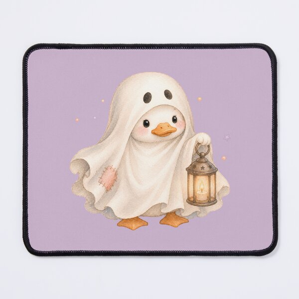 Item preview, Cute Ghost Duck with Lantern | Kawaii Halloween Duck Costume Spooky Watercolor Illustration designed and sold by looplandger.