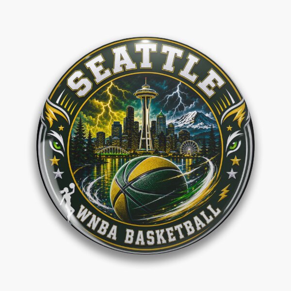Item preview, Seattle Women’s Basketball Storm Skyline Green Gold Emblem designed and sold by TKOprintdesigns.