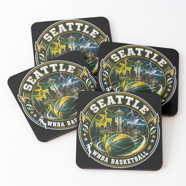 Item preview, Seattle Women’s Basketball Storm Skyline Green Gold Emblem designed and sold by TKOprintdesigns.