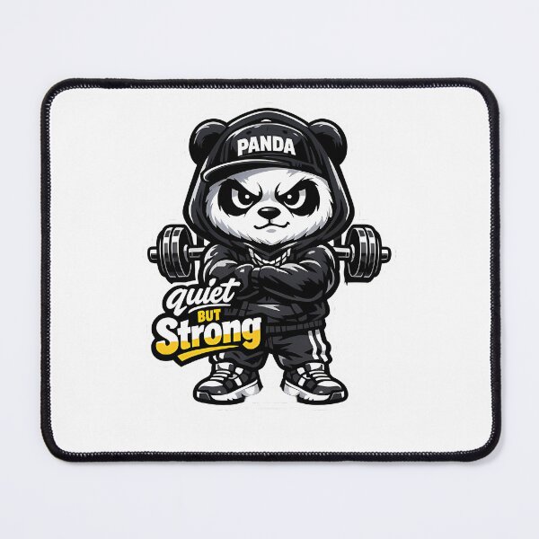 Item preview, Quiet But Strong Panda – Gym Cartoon Mascot Sticker designed and sold by Aesthicer.