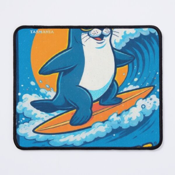 Item preview, Neil 126 Seatox Tasmania Surfing Seal Retro Badge Sticker Tee designed and sold by BodaZZ.