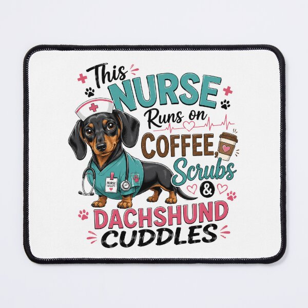 Item preview, Dachshund Nurse Coffee Scrubs Cuddles designed and sold by Sujka.