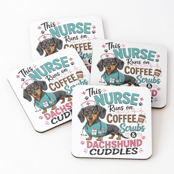 Item preview, Dachshund Nurse Coffee Scrubs Cuddles designed and sold by Sujka.