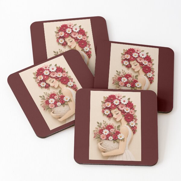 Item preview, Elegant Paper Cut Floral Woman Portrait designed and sold by  Color & Form.