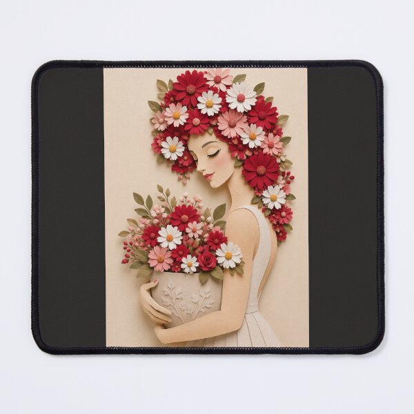 Item preview, Elegant Paper Cut Floral Woman Portrait designed and sold by Color & Form.