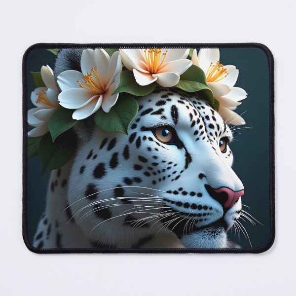 Item preview, Leopard Portrait with Elegant White Floral Crown designed and sold by Luna-Flow.