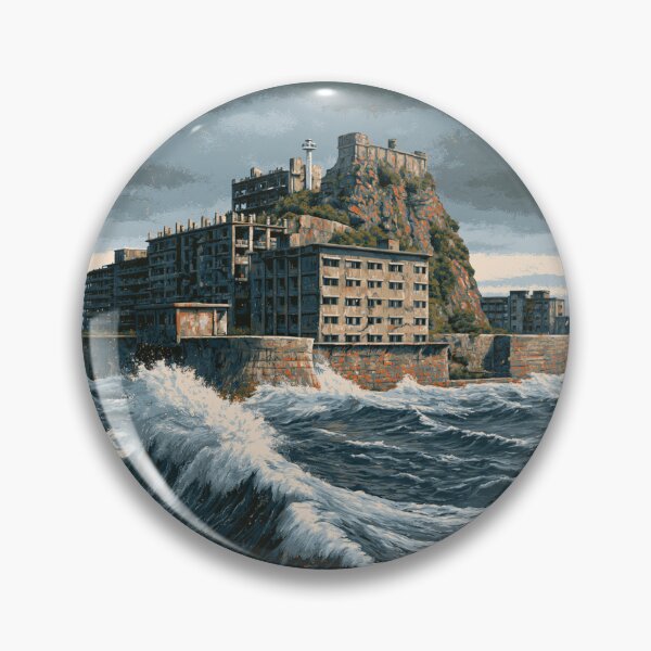 Item preview, Gunkanjima Abandoned Island Vintage Japan Graphic designed and sold by KyushuSupply.