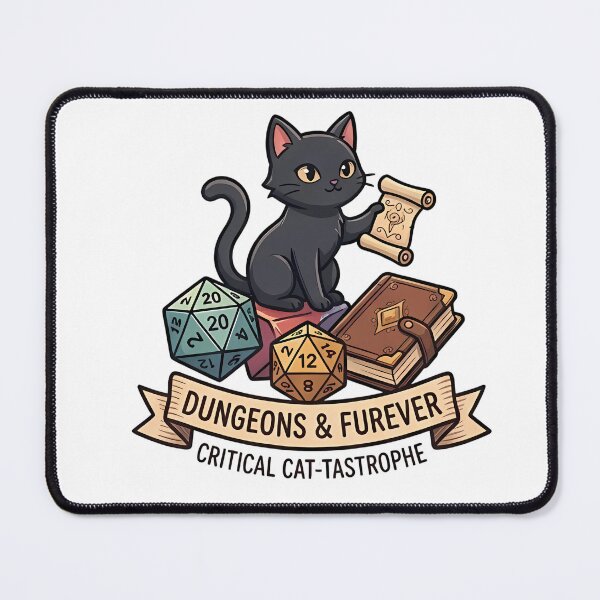 Item preview, Dungeons and Furever Cute Black Cat DND Dice RPG Gamer designed and sold by Lu7u.