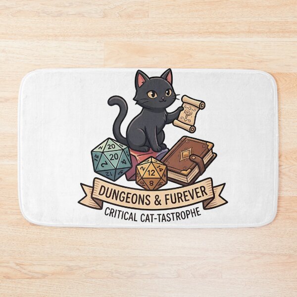 Item preview, Dungeons and Furever Cute Black Cat DND Dice RPG Gamer designed and sold by Lu7u.