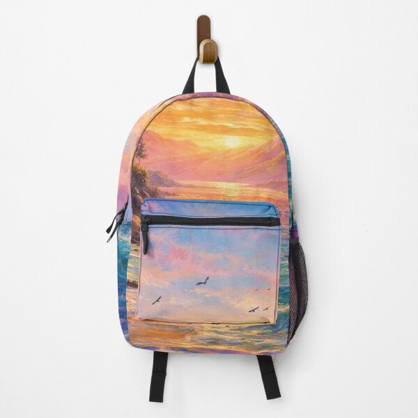 Item preview, Pink and Blue Sunset Mountain Sailboat Landscape designed and sold by Joey Santiago.