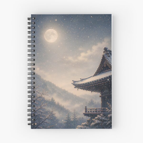 Item preview, Japanese Moonlit Temple in Snow – Ukiyo-e Inspired Winter Landscape Poster, Sticker, Mug & Phone Case designed and sold by Tomoyo Art.
