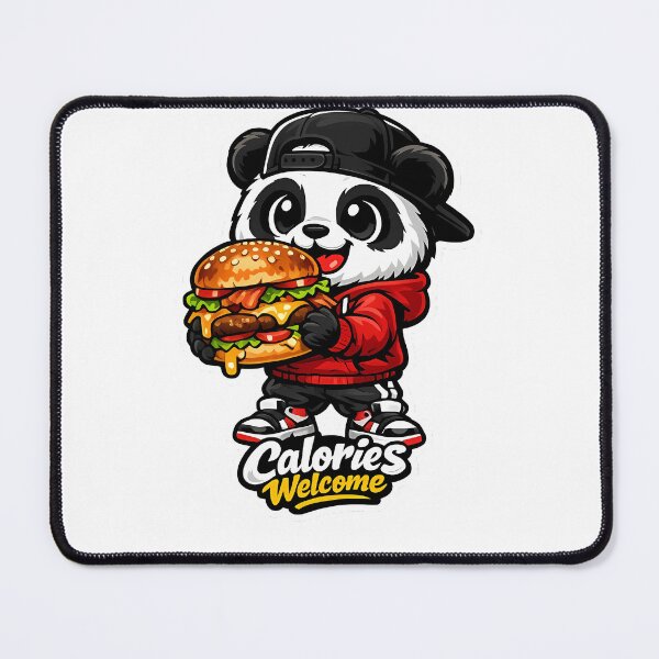 Item preview, Calories Welcome Panda – Funny Burger Gym Cartoon Mascot designed and sold by Aesthicer.
