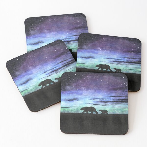 Item preview, Aurora borealis and polar bears (dark version) designed and sold by savousepate.