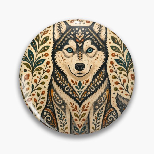 Item preview, Wall Art - Postcard - Ornamental Husky – Folk Art Elegance designed and sold by ForeverPrintsOK.
