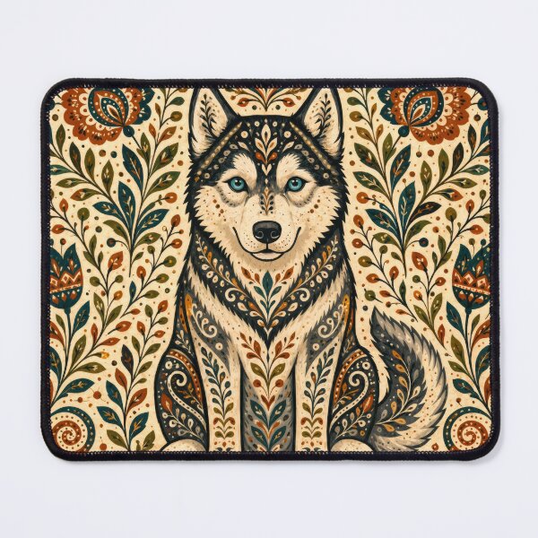 Item preview, Wall Art - Postcard - Ornamental Husky – Folk Art Elegance designed and sold by ForeverPrintsOK.