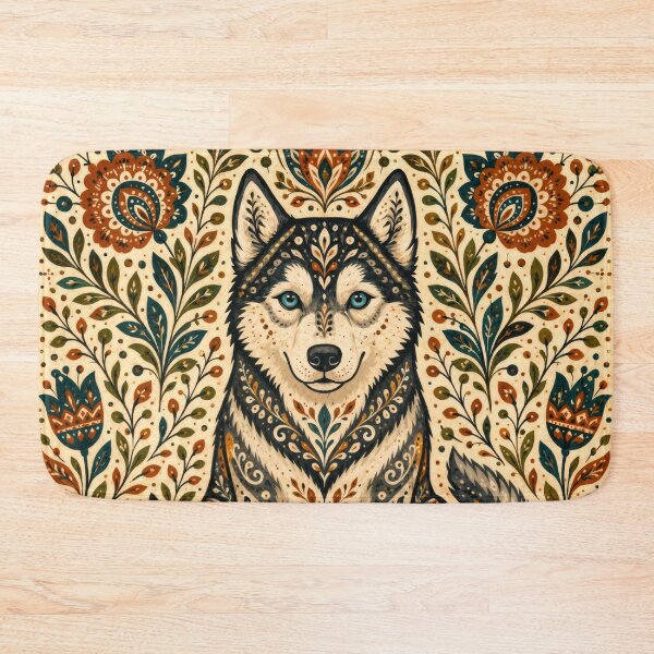 Item preview, Wall Art - Postcard - Ornamental Husky – Folk Art Elegance designed and sold by ForeverPrintsOK.