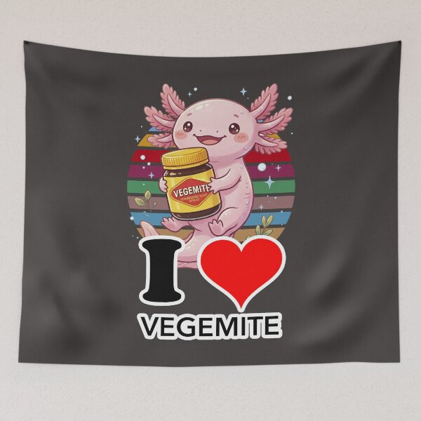 Item preview, Cute Axolotl I Love Vegemite Retro Sunset Aesthetic designed and sold by LOVEARTDESIGN.
