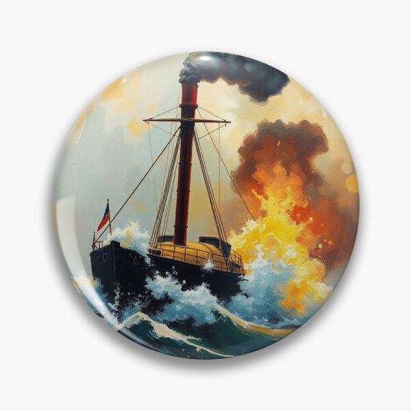 Item preview, A steam ship on fire. designed and sold by oldMastersofart.