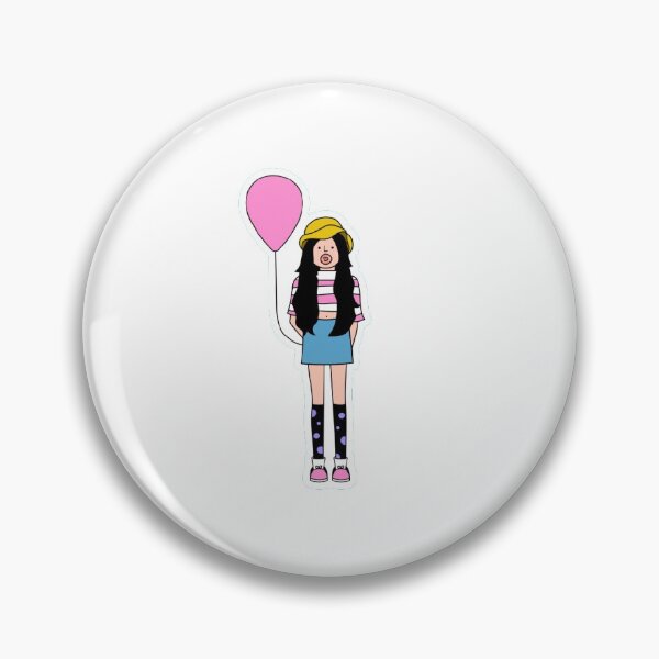 Item preview, Cute Aesthetic Girl with Pink Balloon | Kawaii Cartoon Sticker designed and sold by DripKick.