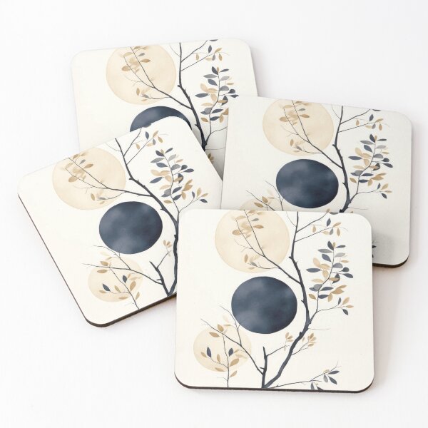 Item preview, Modern Japandi Botanical Moon Phase Art designed and sold by NNCollection.
