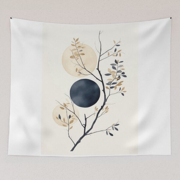 Item preview, Modern Japandi Botanical Moon Phase Art designed and sold by NNCollection.